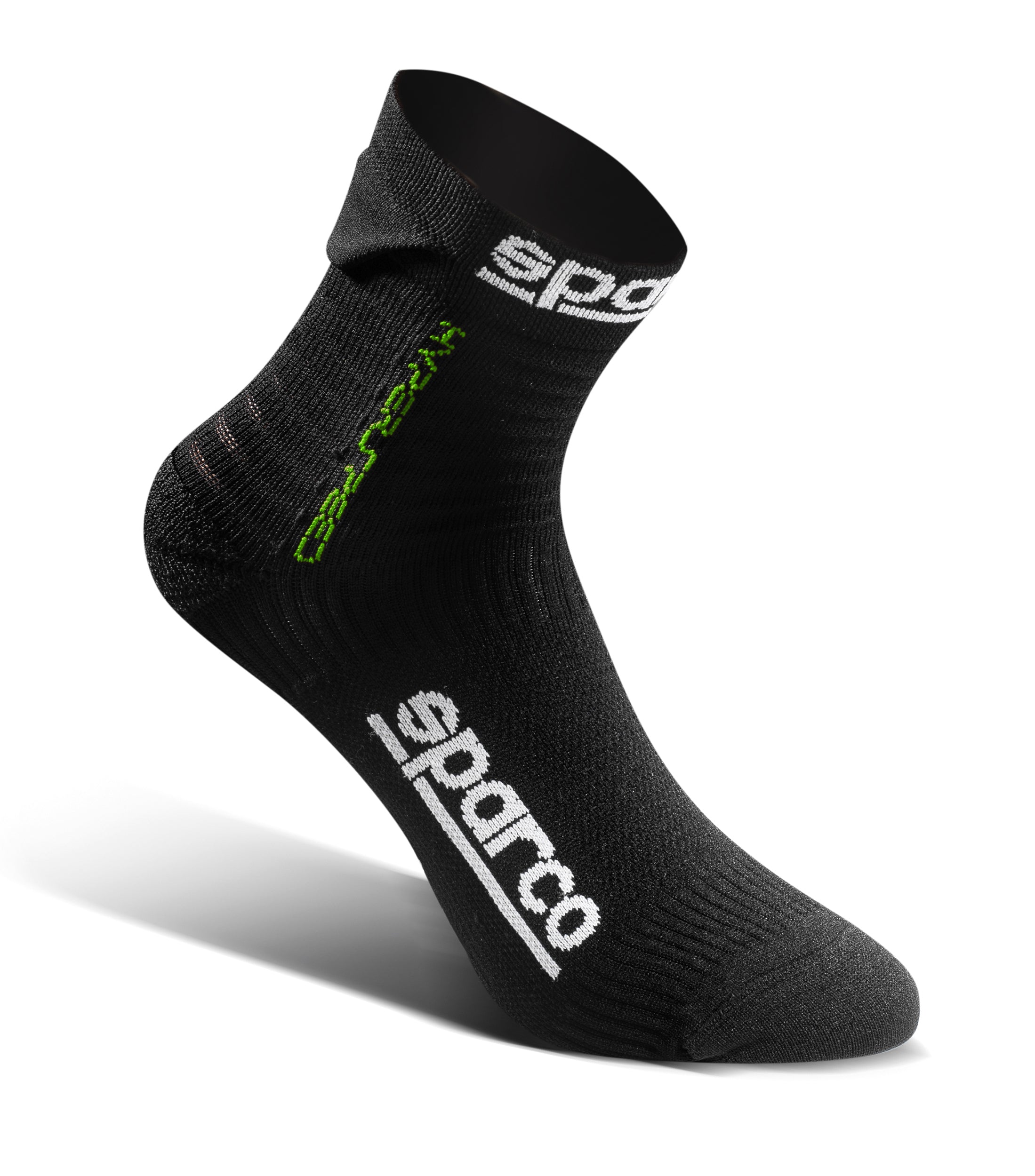 SPARCO 01290NRVF4041 Шкарпетки для водіння HYPERSPEED, чорні/зелені, розмір 40/41 Photo-0