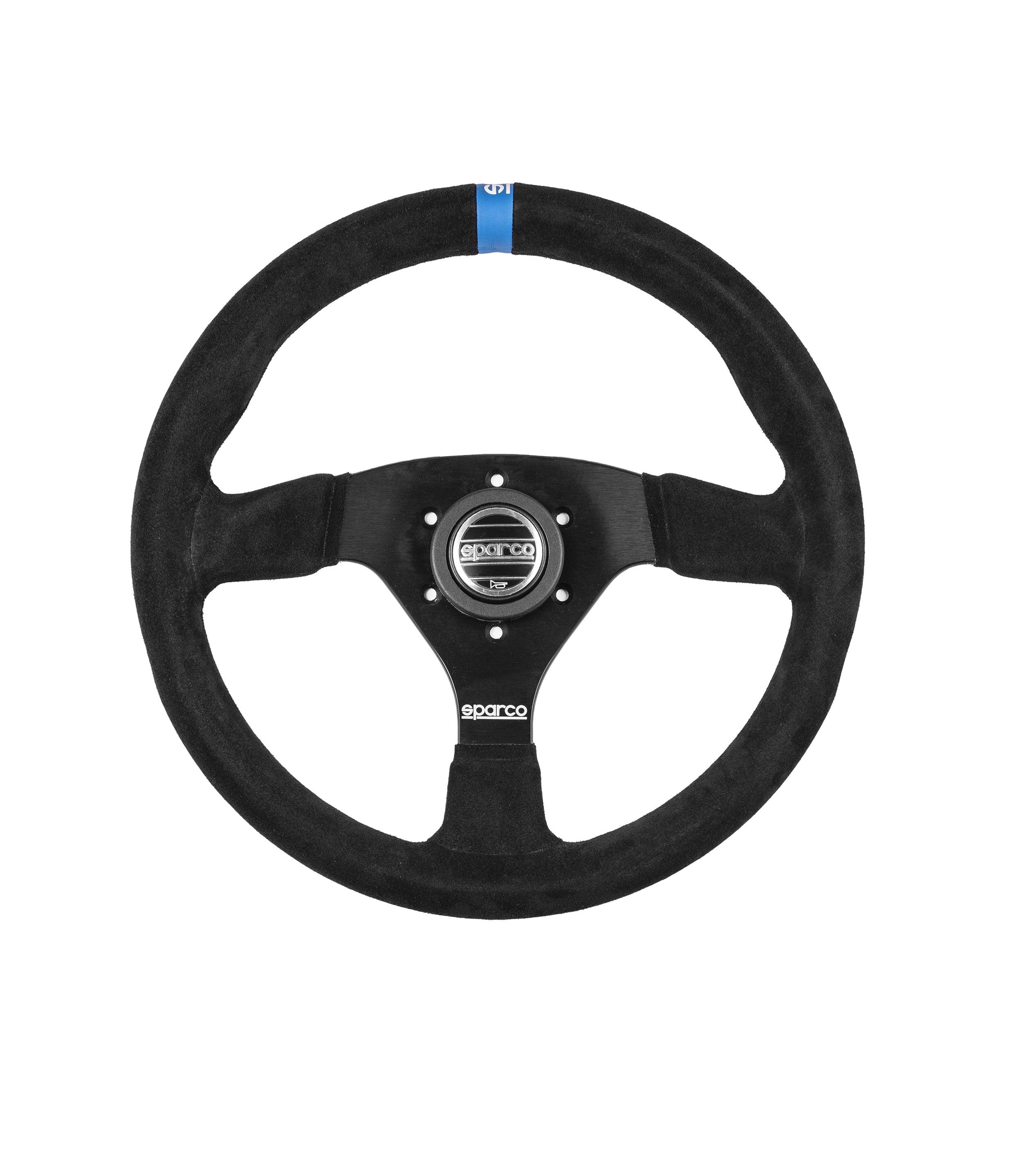 SPARCO 015R383PSNLOGO Кермо R383, замша, чорний, синя мітка, діам.330мм, виліт 39мм Photo-0
