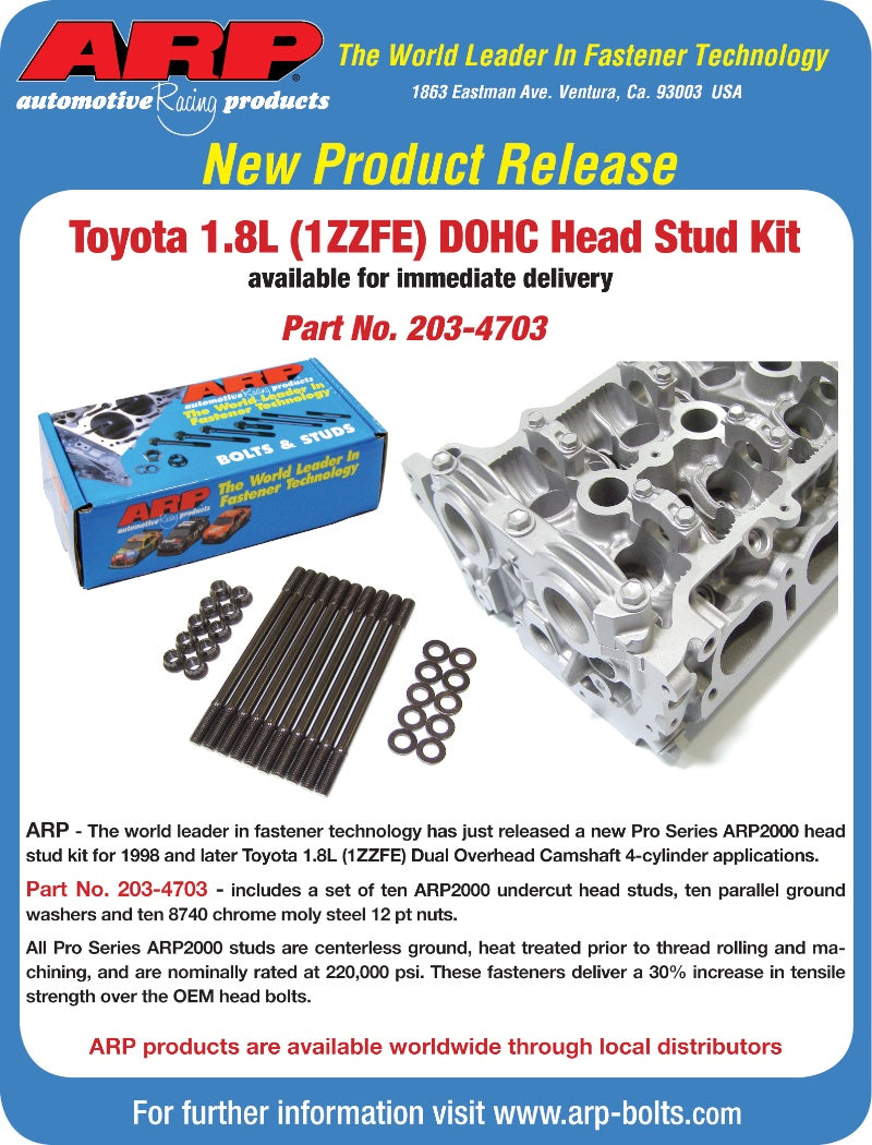 ARP 203-4703 до-т шпильок ГБЦ для TOYOTA 1.8 L (1ZZFE) DOHC ARP2000 Photo-1