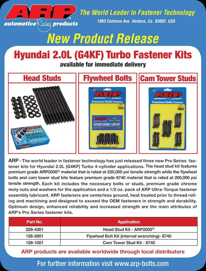 ARP 128-2801 К-т болтів маховика посилених для HYUNDAI GENESIS G4KF 2.0T Photo-1