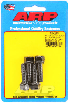 ARP 100-3203 Комплект шпильок шківа водяного насоса для 5/16-24 X 1.500 дюйма, чорний оксид, шестигранник (підходить для розпірки вентилятора 0,250 дюйма) Photo-0