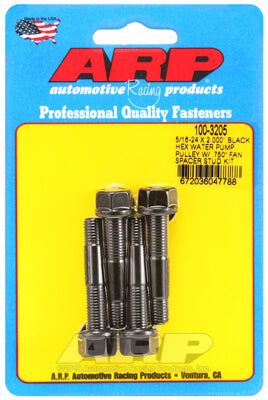 ARP 100-3205 Комплект шпильок шківа водяного насоса для 5/16-24 X 2.000 дюйма, чорний оксид, шестигранник (підходить для розпірки вентилятора 0,750 дюйма) Photo-0