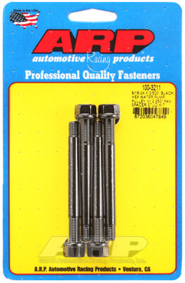 ARP 100-3211 Комплект шпильок шківа водяного насоса для 5/16-24 X 3.500 дюйма, чорний оксид, шестигранник (підходить для розпірки вентилятора 2.250 дюйма) Photo-0