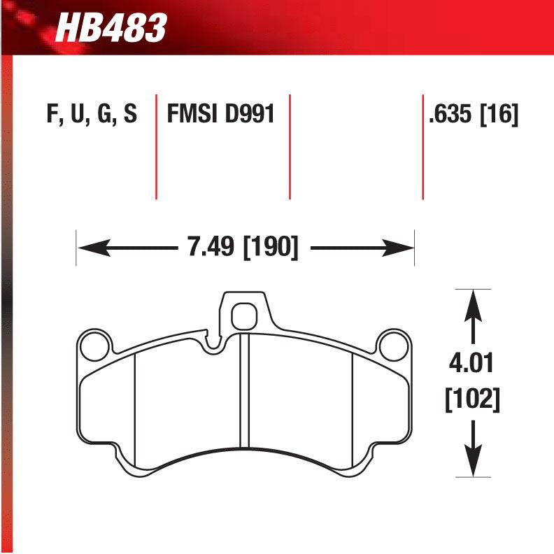 HAWK HB483U.635 Гальмівні колодки DTC-70 передні для PORSCHE 911 GT3 RS 2007-2011/Turbo S/Cayman S Photo-1 