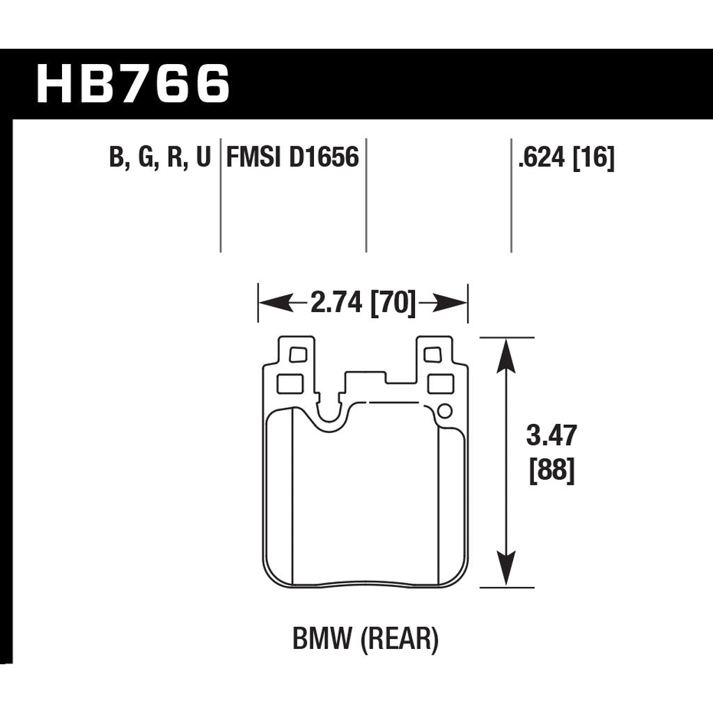 HAWK HB766B.624 Гальмівні колодки HPS 5.0 задні для BMW F20, F30 (M-Perf.), F80M3, F82 M4 (чавун) Photo-2