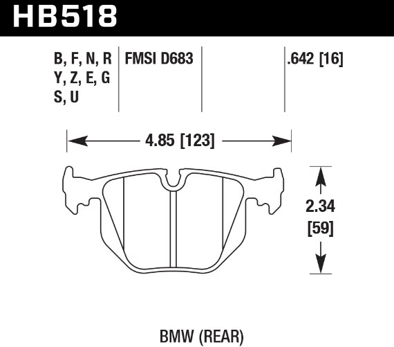 HAWK HB518U.642 Гальмівні колодки DTC-70 задні для BMW M3 Compeition 2006 +/Z4M Roadster Photo-1