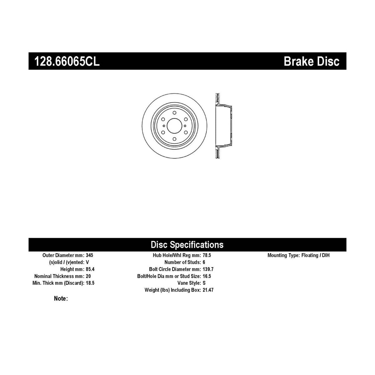 STOPTECH 128.66065 CL гальмівний диск задній лівий Sportstop Cryo Sport з перфорацією для CADILLAC / CHEVROLET Avalanche/Cheyenne/Escalade / Escalade ESV 2007-2020 Photo-0