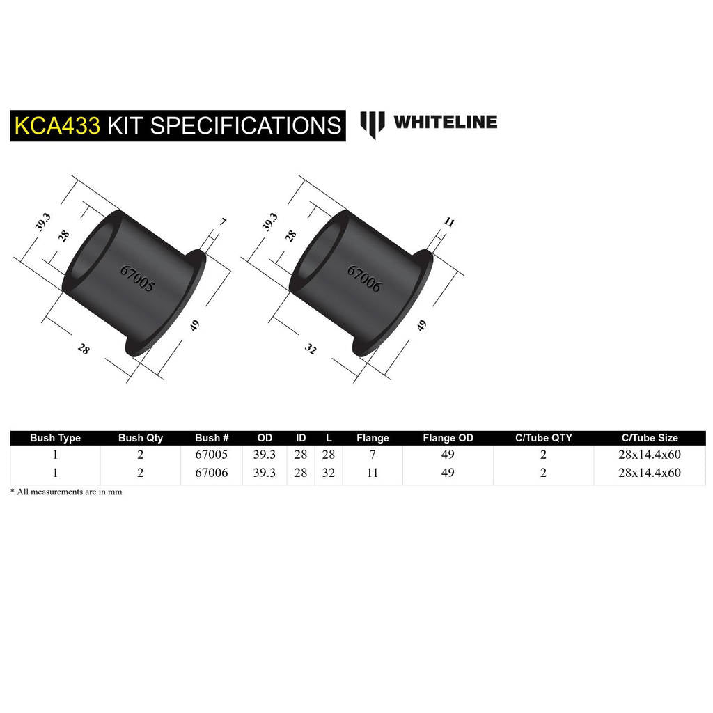 WHITELINE KCA433 Комплект регулювання переднього Caster/Camber для Ford Mustang 05-10 Photo-4