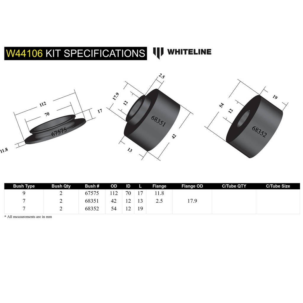 WHITELINE W44106 Втулка опори стійки Photo-4