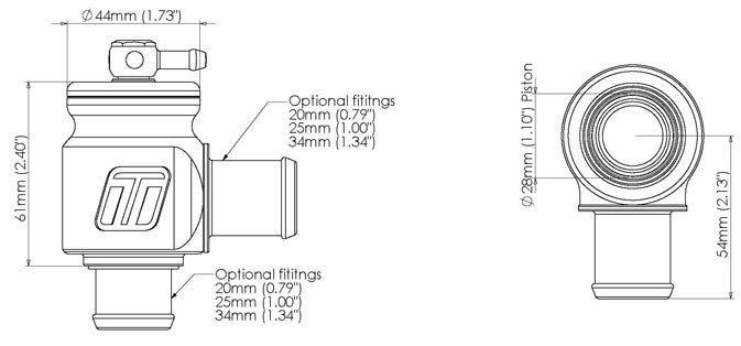 TURBOSMART TS-0203-1222 Задній фітинг продувного клапану -25mm Photo-1