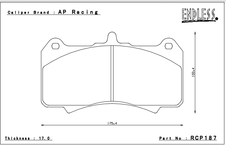 ENDLESS RCP187ME20 Гальмівні колодки AP Racing Radi-Cal CP7555D70 (17mm) Photo-0