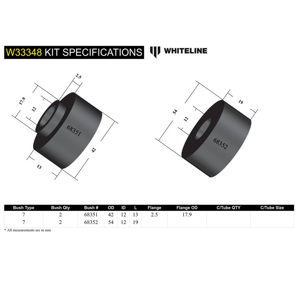 WHITELINE W33348 Комплект верхньої втулки переднього амортизатора для Toyota FJ Cruiser, HiLux, Prado/Foton Tunland Photo-4