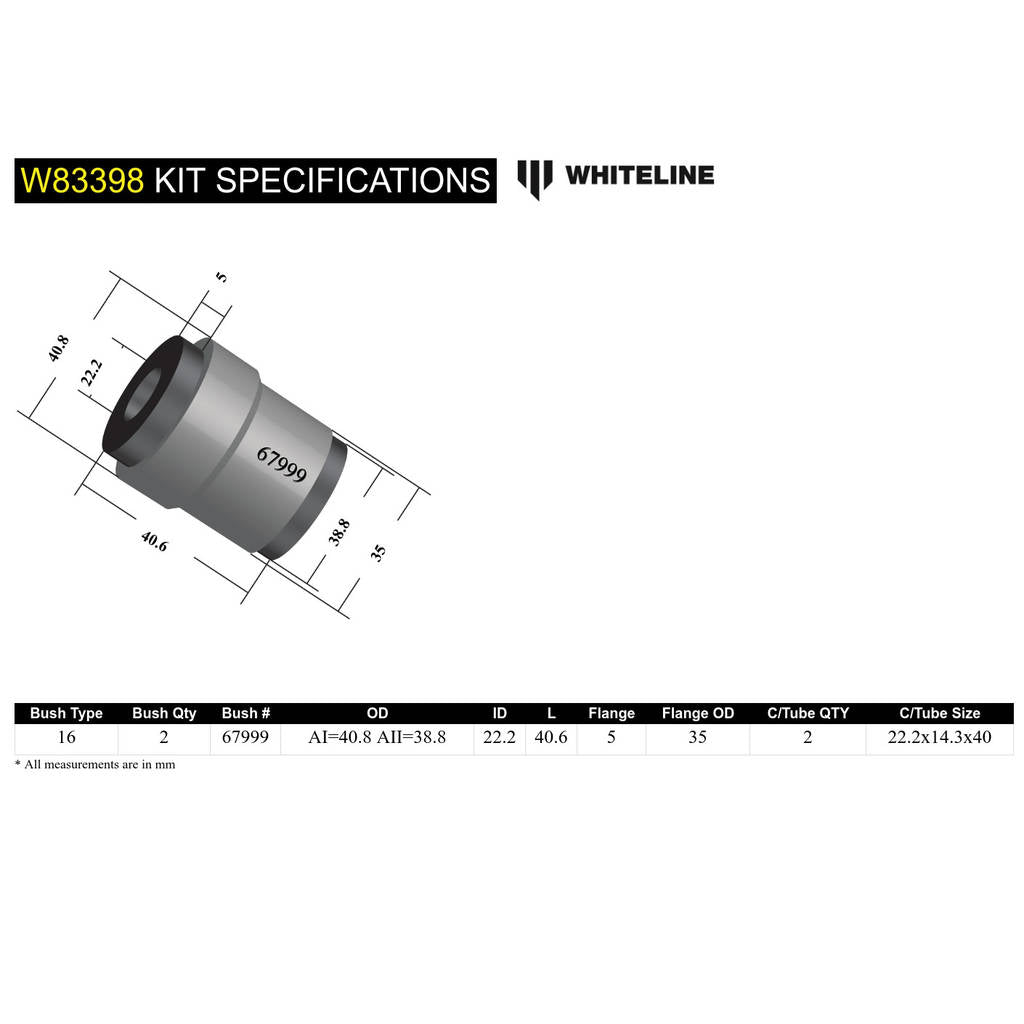 WHITELINE W83398 Втулка тяги Панара Photo-4