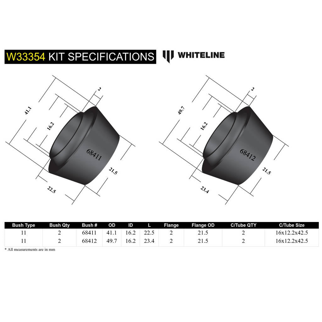 WHITELINE W33354 Комплект верхньої втулки переднього амортизатора для Nissan Navara D40, D23/Pathfinder R51 Photo-4