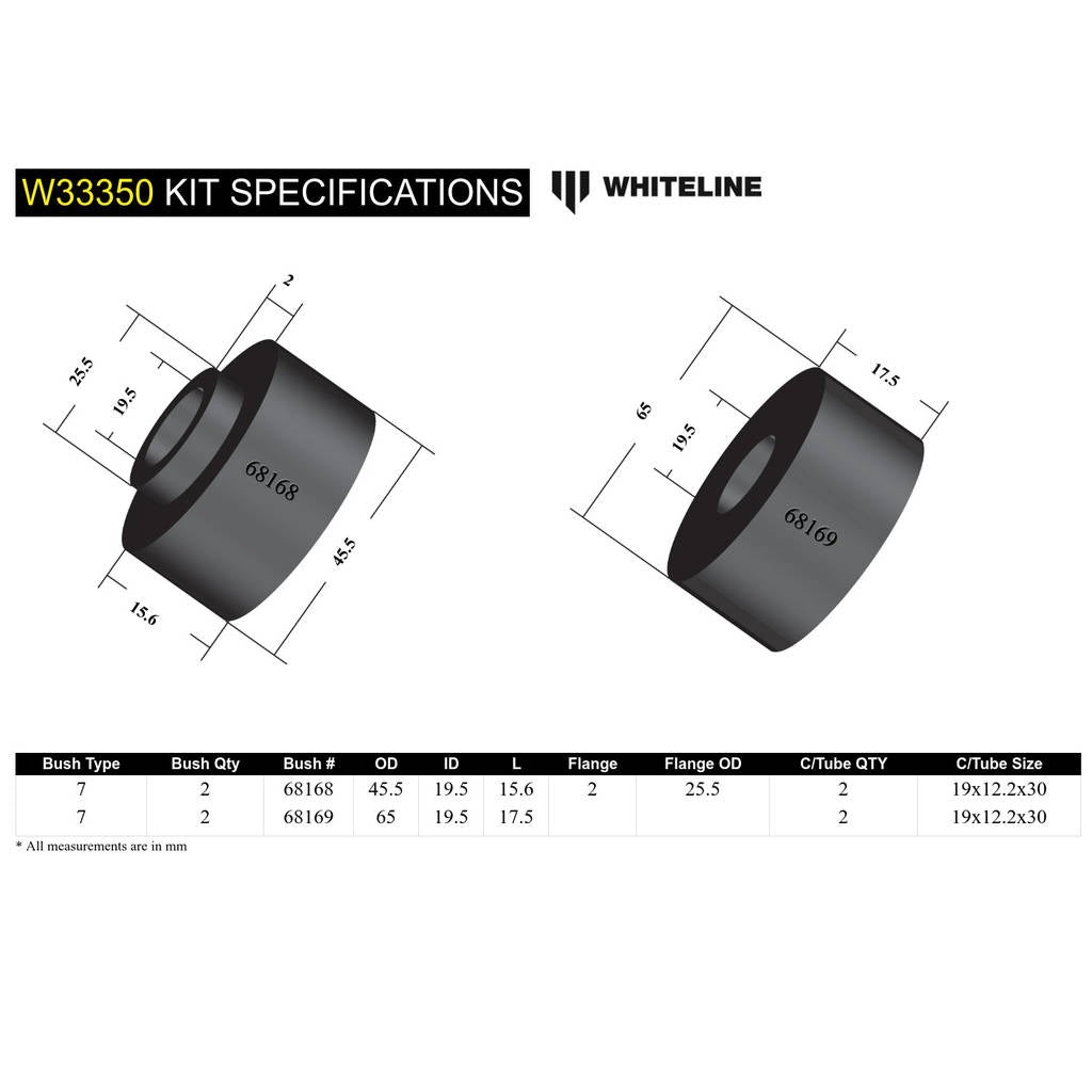 WHITELINE W33350 Комплект верхньої втулки переднього амортизатора для Ford Everest, Ranger/Mazda BT-50 Photo-4