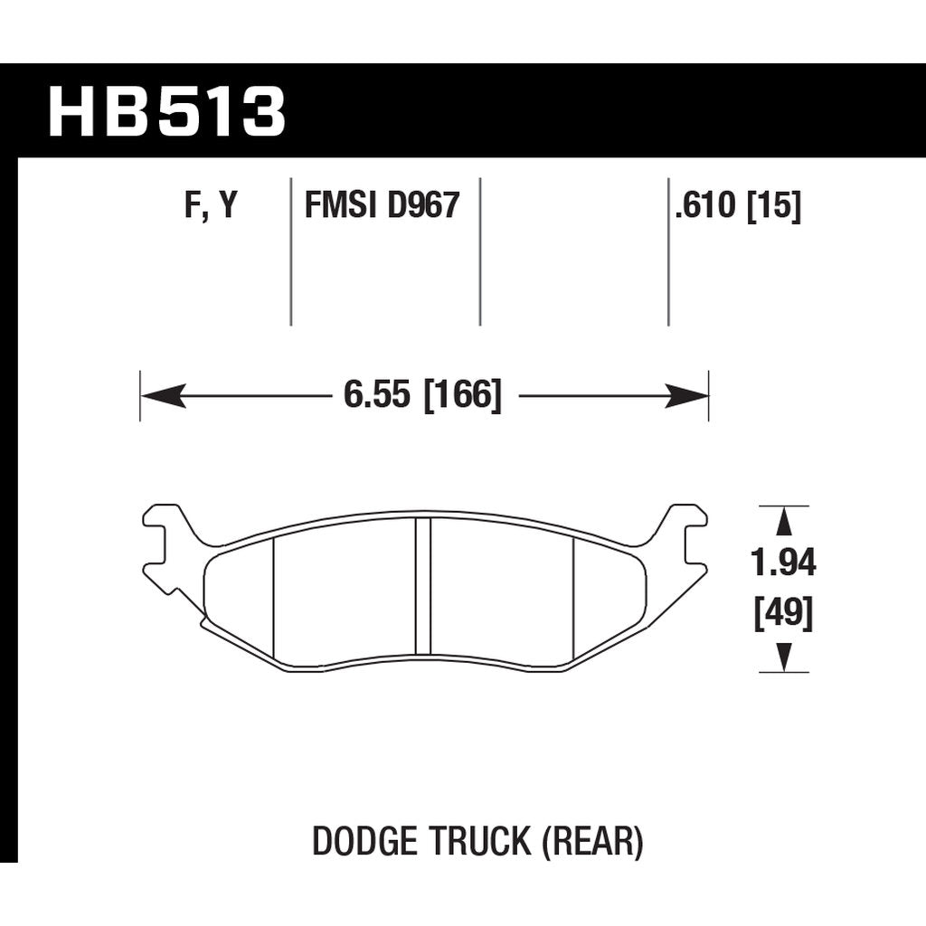 HAWK HB513Y.610 Гальмівні колодки LTS задні для DODGE Ram 1500 Photo-2