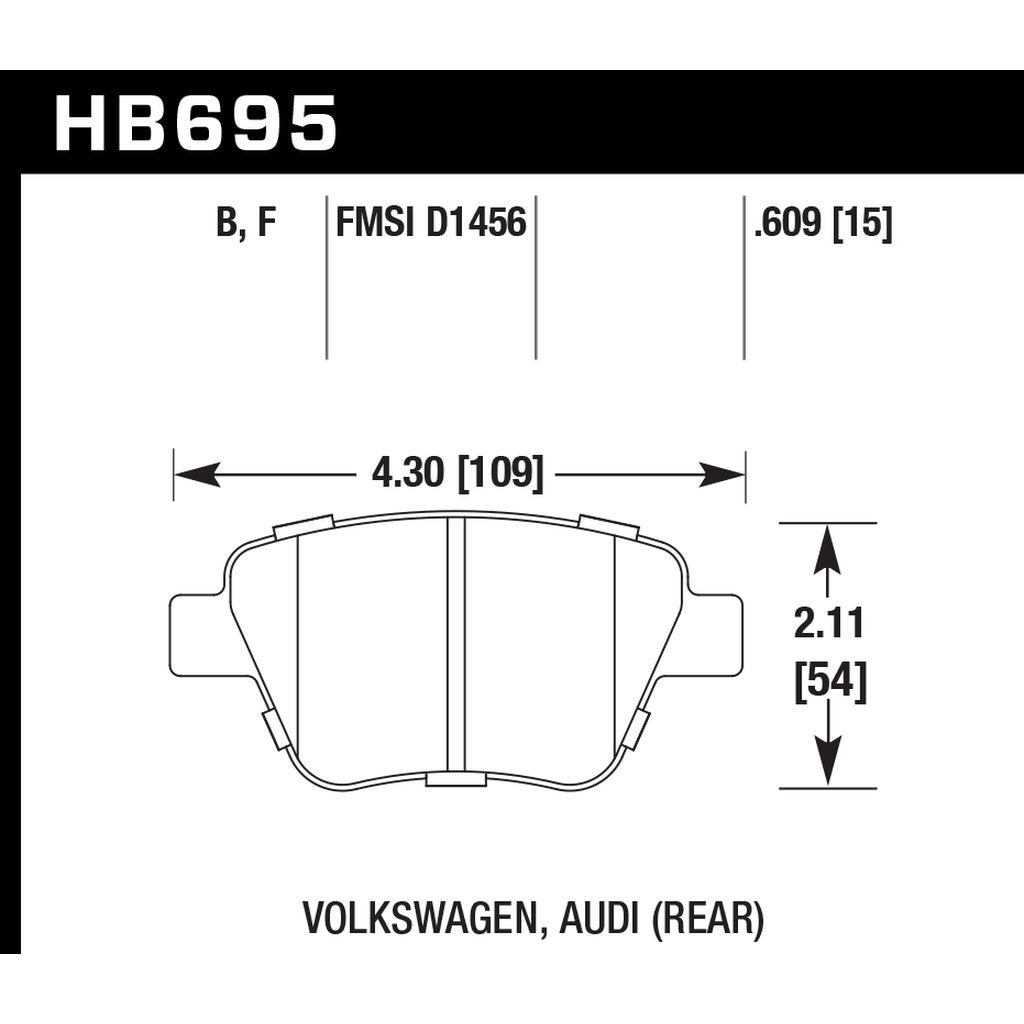 HAWK HB695B.609 Задні гальмівні колодки AUDI A3/Golf GTI VI/EOS/BEETLE/Jetta/Octavia 2012+ Photo-2