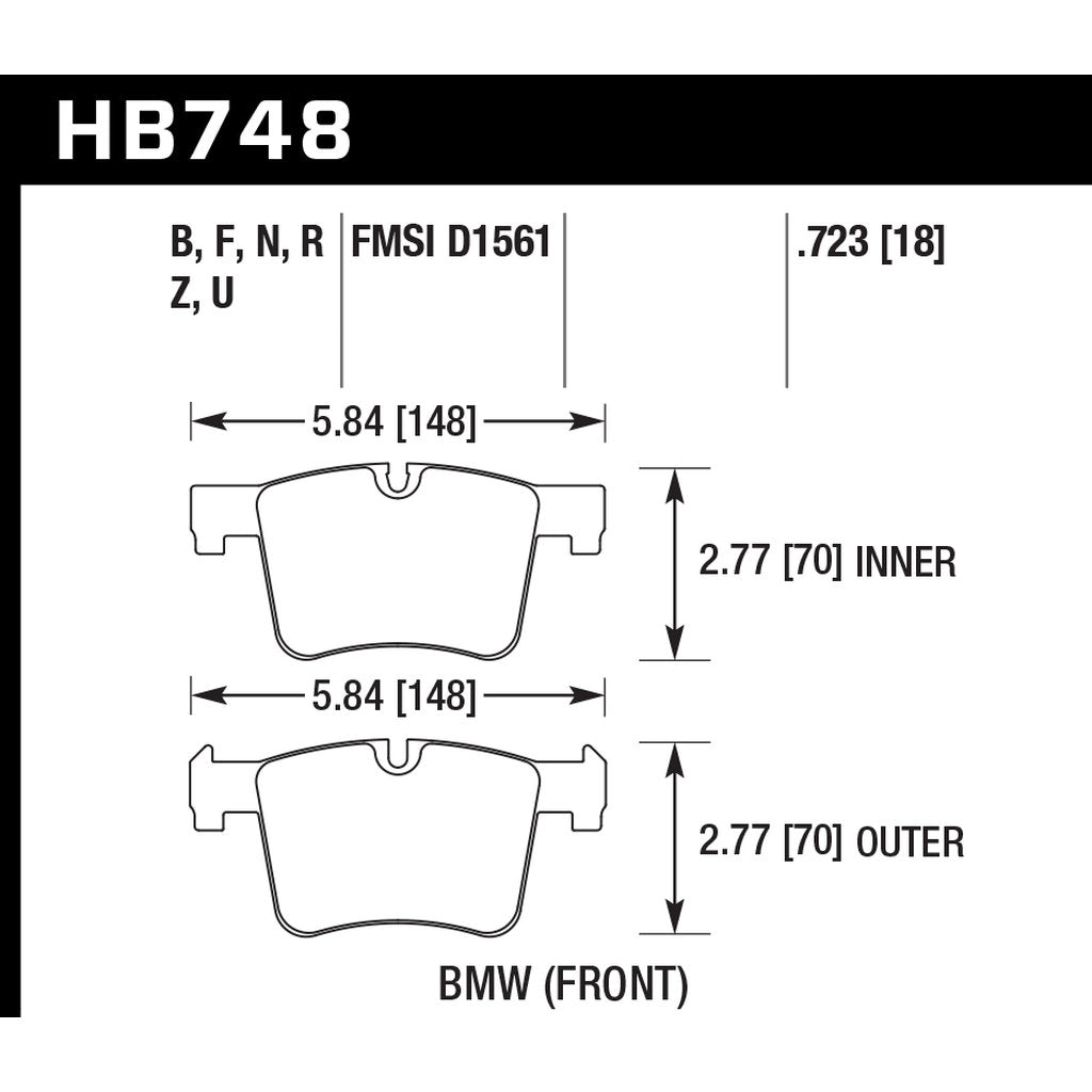HAWK HB748U.723 Гальмівні колодки DTC-70 передні для BMW X3/X4 xDrive35i 2011-2017/230i xDrive Photo-2