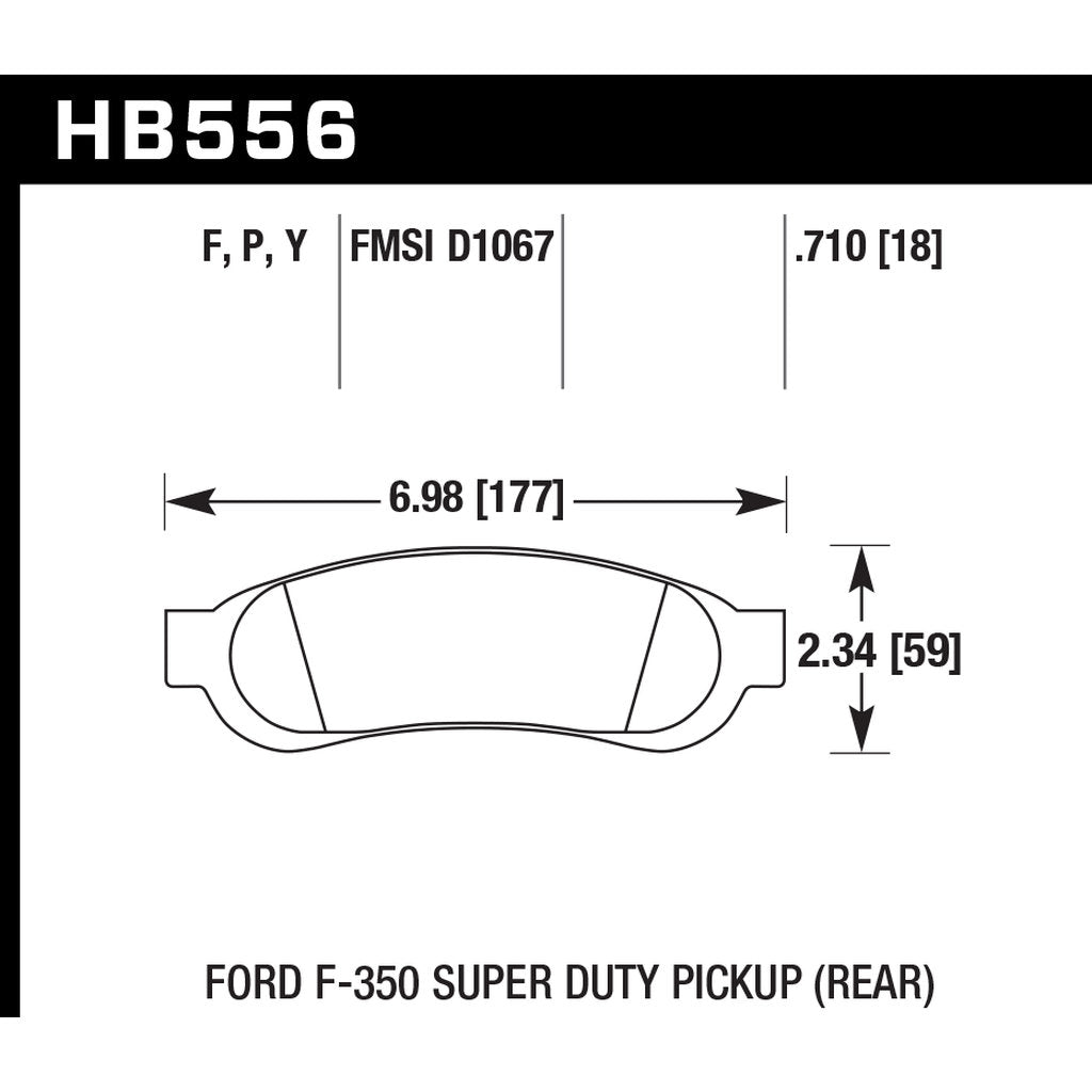 HAWK HB556P.710 Гальмівні колодки Super Duty задні для FORD F-350 Super Duty 2005+ Photo-2