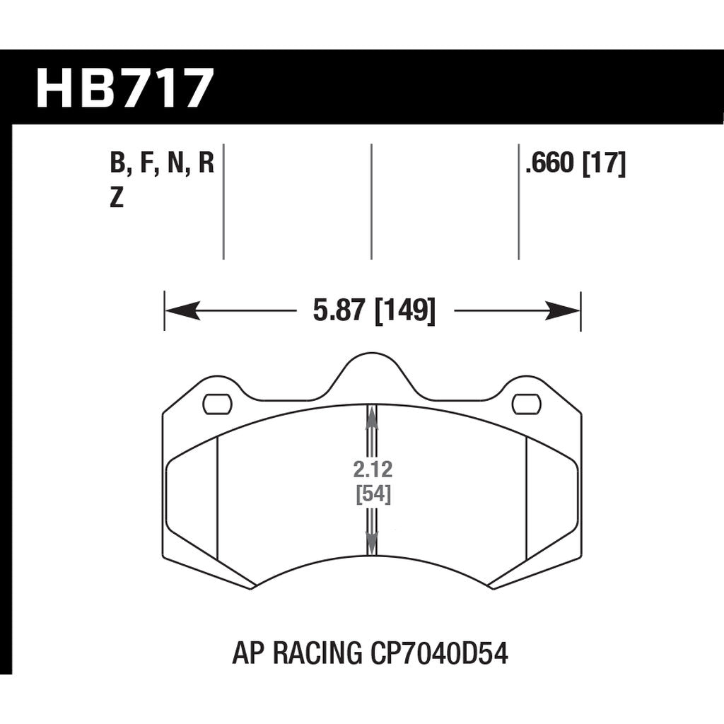 HAWK HB717B.660 Гальмівні колодки HPS 5.0 AP Racing 54mm RD Photo-2