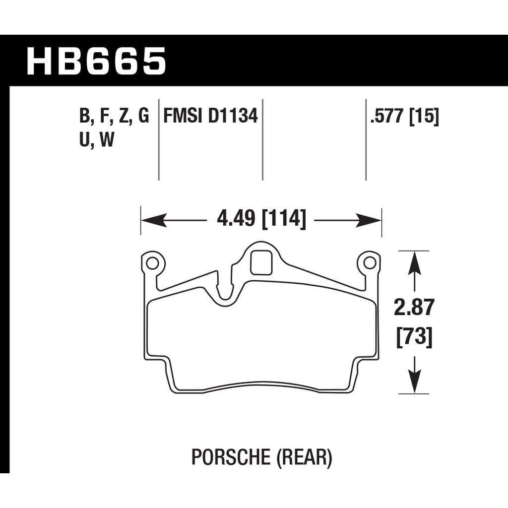HAWK HB665Z.577 Гальмівні колодки Perf. Ceramic задні для PORSCHE 718 Cayman GTS/Boxster S/Cayman S Photo-2