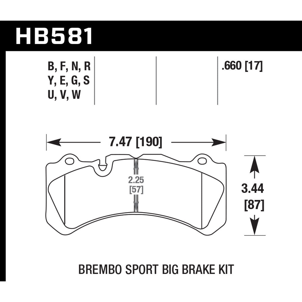 HAWK HB581F.660 Гальмівні колодки HPS Brembo 6 pistons type J, N/PORSCHE 911 (997) 3.8 GT3 Photo-2