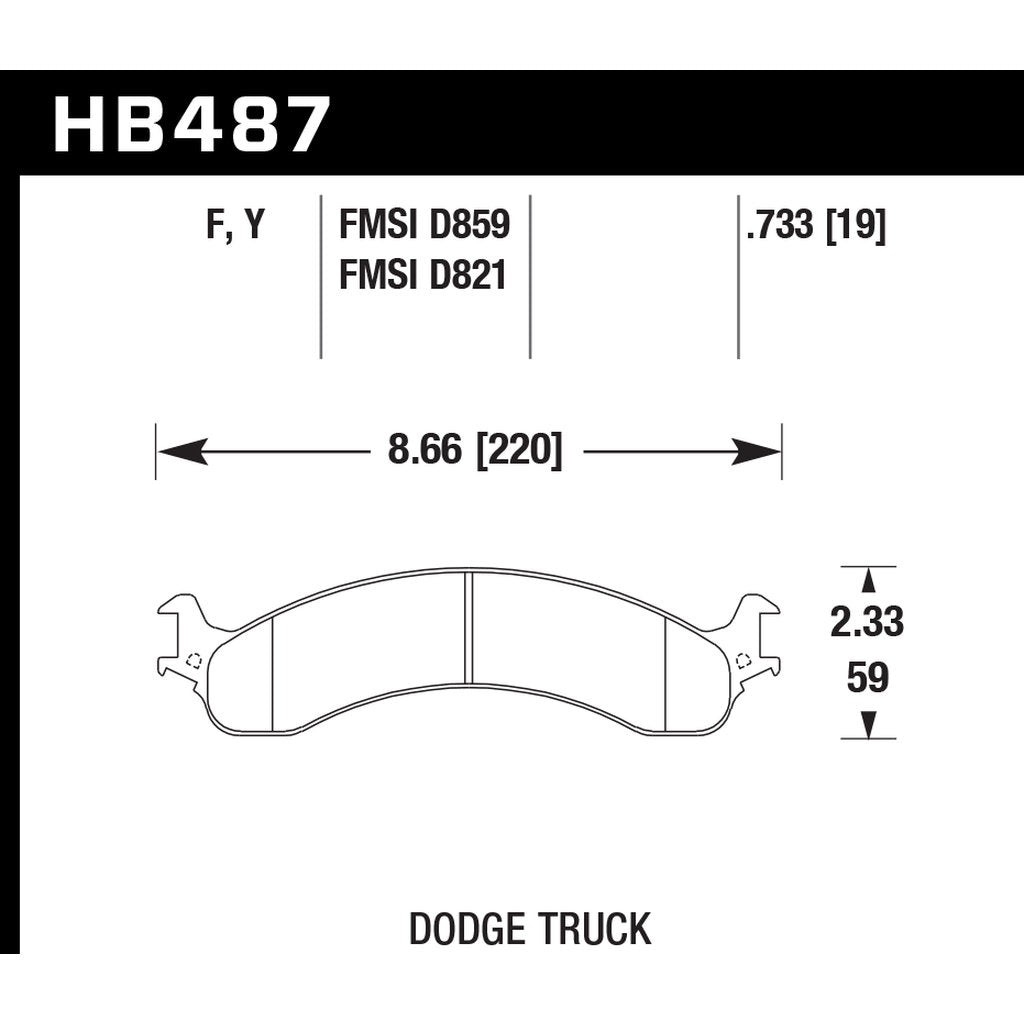 HAWK HB487Y.733 Гальмівні колодки LTS передні для DODGE Ram 3500 2002+ Photo-2