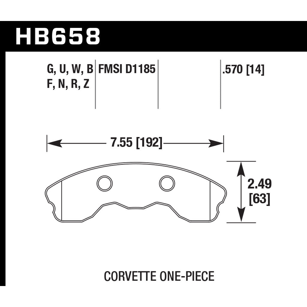 HAWK HB658B.570 Гальмівні колодки HPS 5.0 передні для CHEVROLET CORVETTE Z06 2006-2008 Photo-2