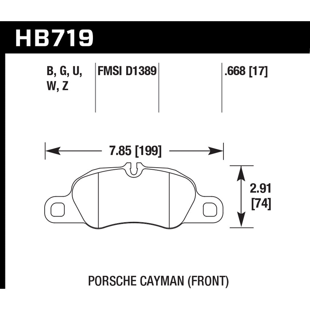 HAWK HB719B.668 Гальмівні колодки HPS 5.0 Передні для PORSCHE 718 Boxster/Cayman/911 Carrera 4 2009-2016 Photo-2