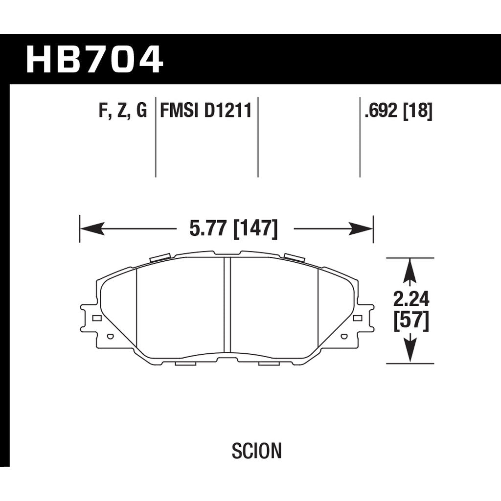 HAWK HB704F.692 Гальмівні колодки HPS задні для LEXUS CT200h F Sport 2014-2017 Photo-2