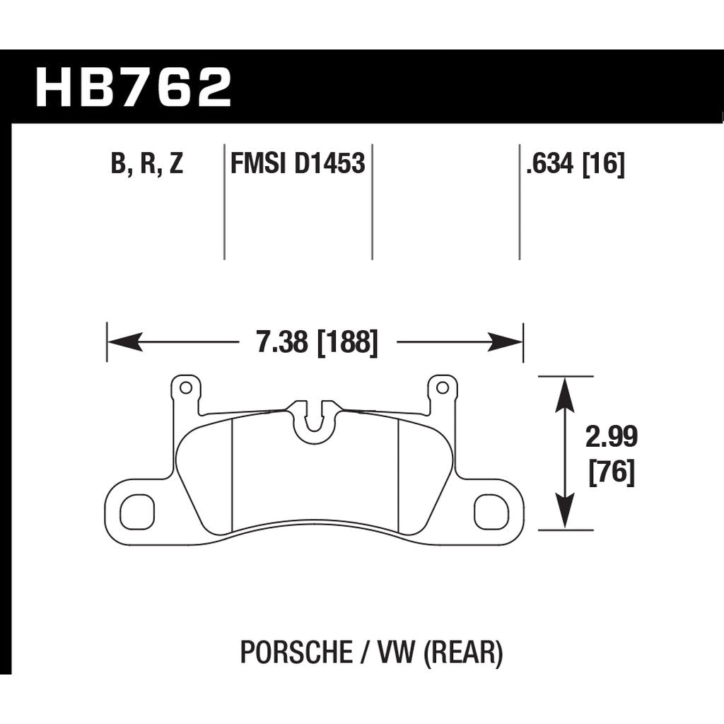 HAWK HB762F.634 Гальмівні колодки HPS задні для PORSCHE Cayenne GTS/Turbo/Turbo S/VW Touareg Photo-2