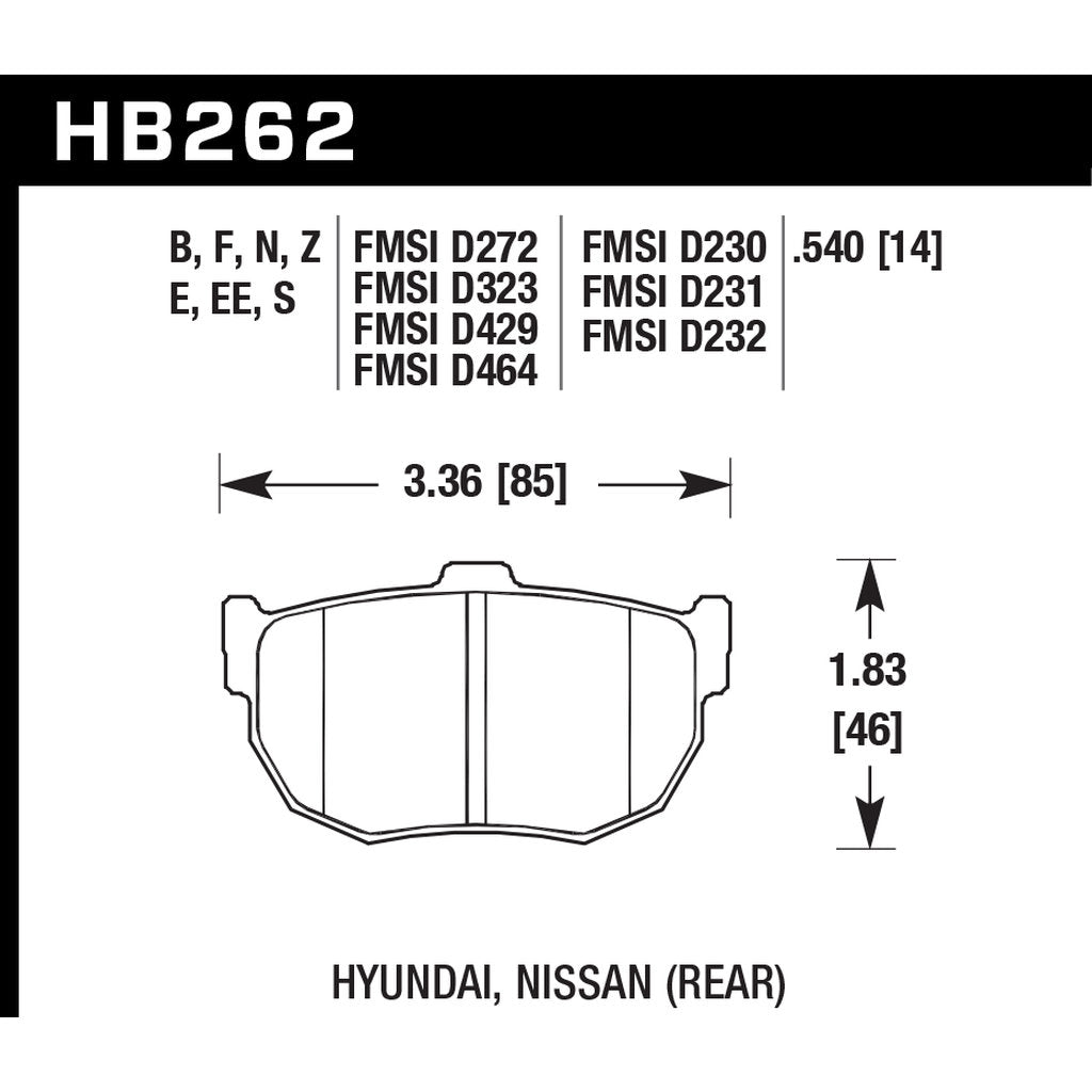 HAWK HB262E.540 Гальмівні колодки Blue 9012 (14 mm) Photo-2