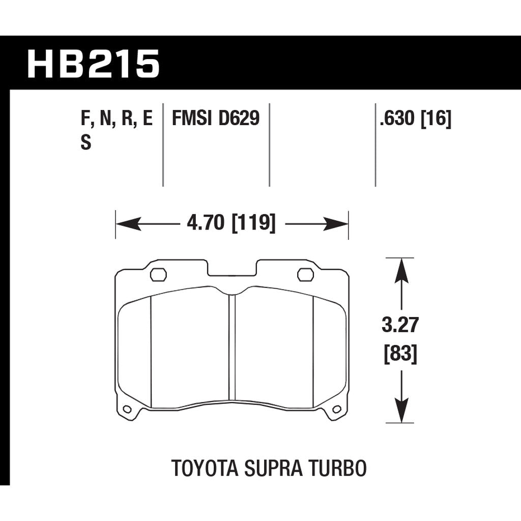 HAWK HB215S.630 Гальмівні колодки HT-10 (16 mm) Передні TOYOTA Supra Twin Turbo Photo-2