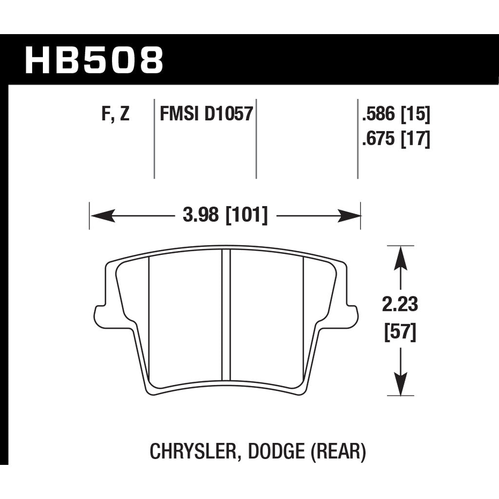 HAWK HB508F.586 Гальмівні колодки HPS задні для DODGE Challenger SXT 2012-2019 Photo-2