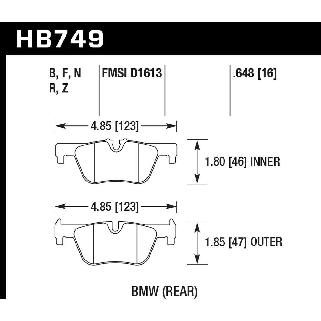 HAWK HB749Z.648 Гальмівні колодки Perf. Ceramic задні для BMW 230i xDrive/320i xDrive/328i GT xDrive Photo-2