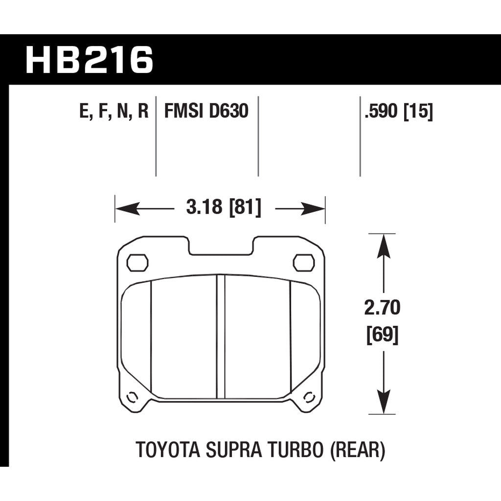 HAWK HB216F.590 Гальмівні колодки HPS задні для TOYOTA Supra Twin Turbo Photo-2
