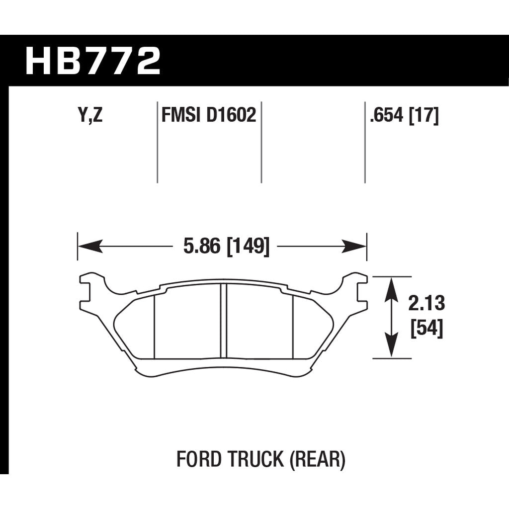 HAWK HB772Y.654 Гальмівні колодки LTS задні для FORD F-150 2012-2016 Photo-2