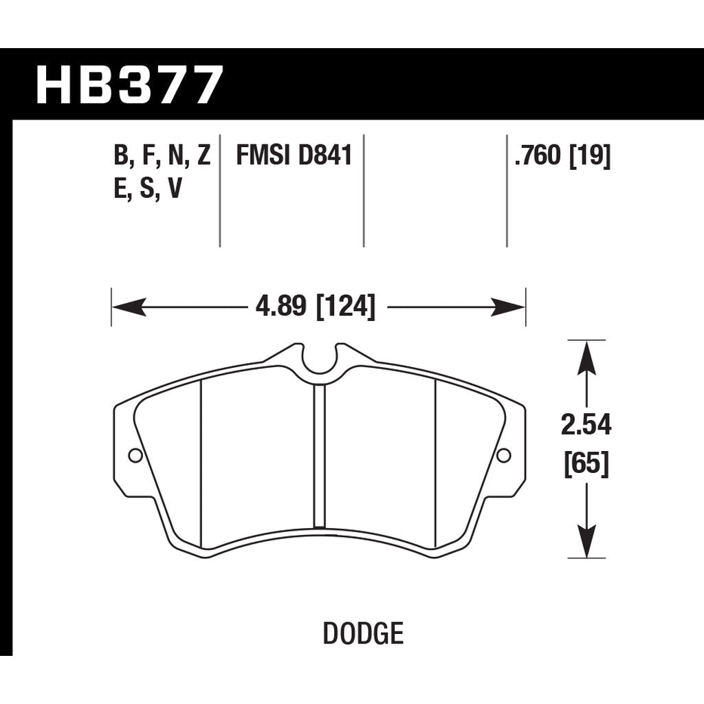 HAWK HB377N.760 Гальмівні колодки HP Plus передні для DODGE SRT-4 (Neon) 2001-09/CHRYSLER PT Cruiser Photo-2