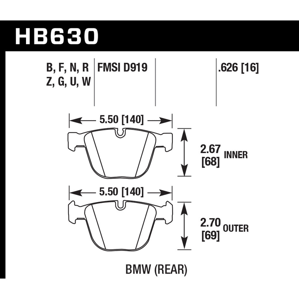 HAWK HB630Z.626 Гальмівні колодки Perf. Ceramic задні для BMW X5M/X6M/550i GT xDrive Photo-2