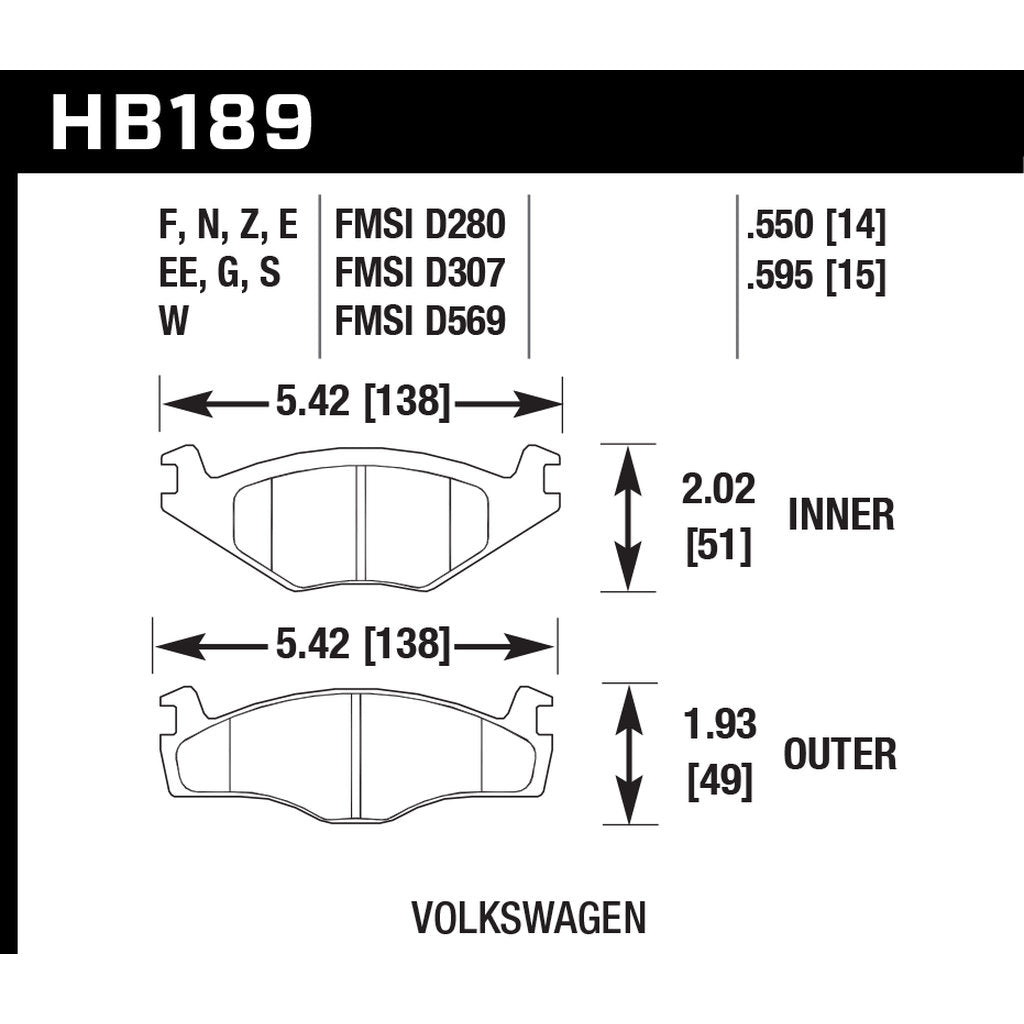 HAWK HB189G.595 Гальмівні колодки DTC-60 Photo-2
