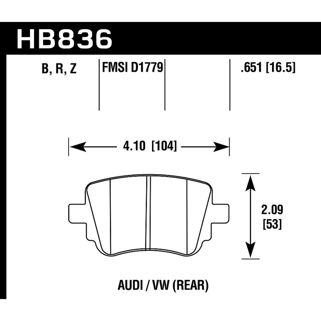 HAWK HB836Z.651 Гальмівні колодки Perf. Ceramic задні для AUDI Q3 / VW Golf GTI S/SE 2015-2017 Photo-2
