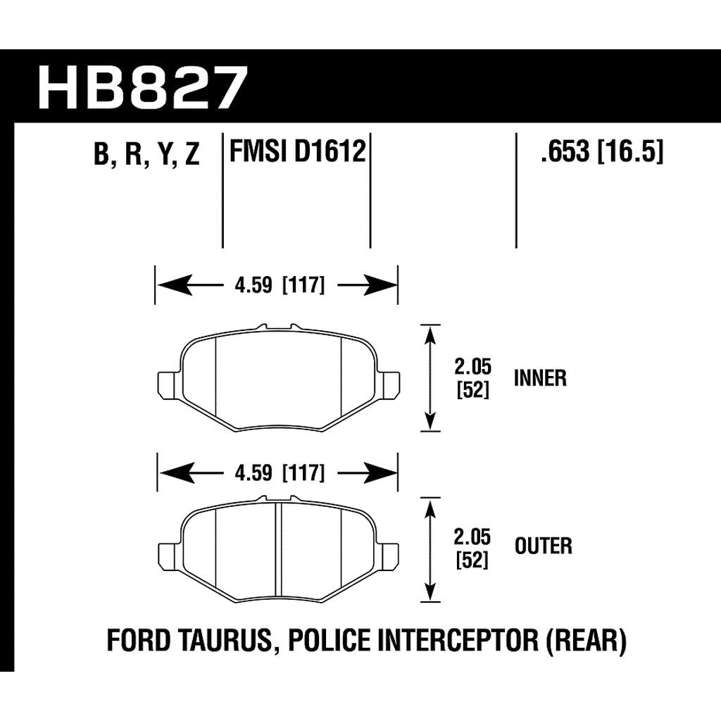 HAWK HB827B.653 Гальмівні колодки HPS 5.0 задні для FORD Explorer Sport/XLT 2013-2016 Photo-2