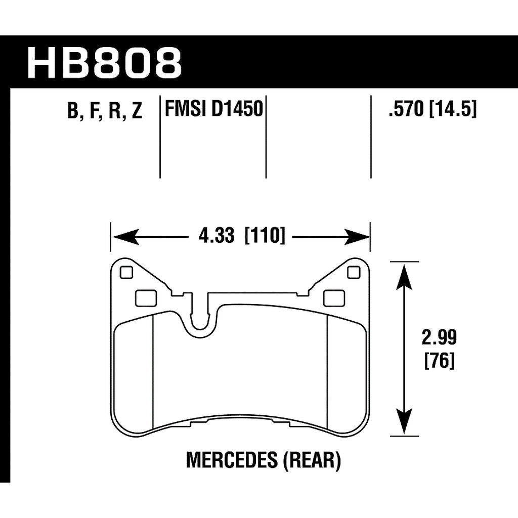 HAWK HB808Z.570 Гальмівні колодки Perf. Ceramic задні для MERCEDES-Benz AMG GT 63/AMG GT 63 S/CLS63 AMG S 2014-2019 Photo-2