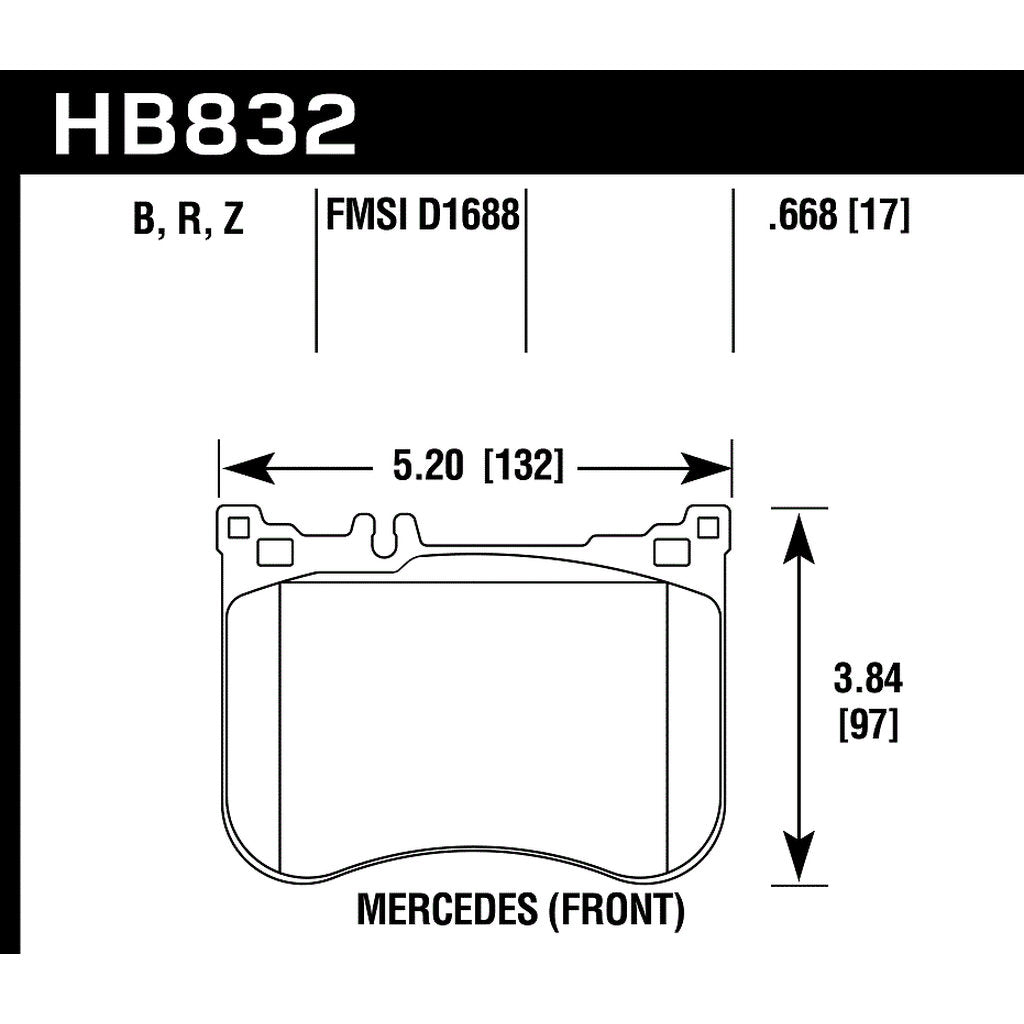 HAWK HB832B.668 Гальмівні колодки HPS 5.0 передні для MERCEDES-Benz E53 AMG/S450/S560 2018-2019 Photo-2