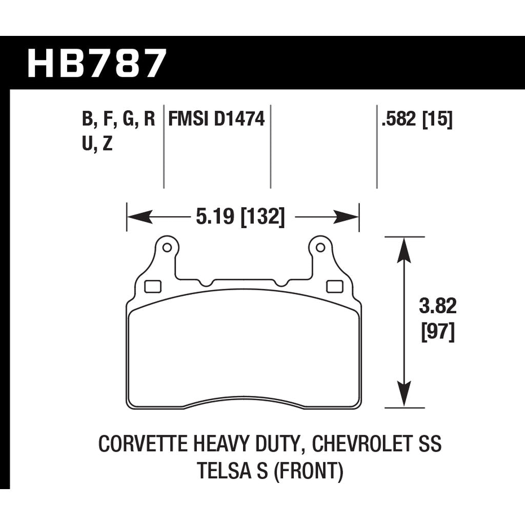 HAWK HB787Z.582 Гальмівні колодки Perf. Ceramic передні для CHEVROLET CORVETTE Z51/SS 2014-2017/TESLA S 2012-2014 Photo-2