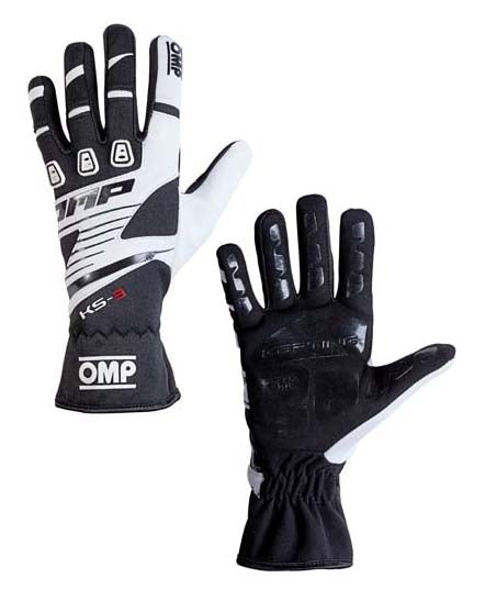 OMP KB0-2743-B01-076-004 (KK02743E076004) Рукавички для картингу дитячі KS-3 my2018, чорний/білий, розмір 4 Photo-0