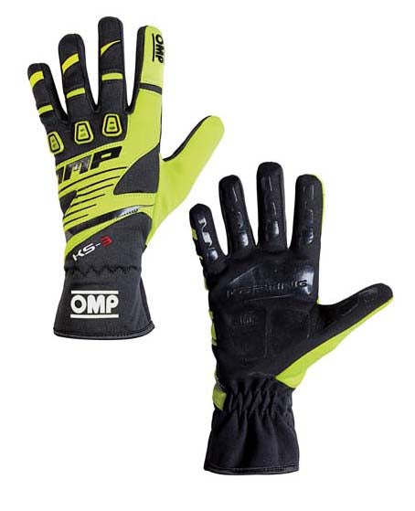 OMP KB0-2743-B01-059-004 (KK02743E059004) Рукавички для картингу дитячі KS-3 my2018, чорний/флюор. жовтий, розмір 4 Photo-0
