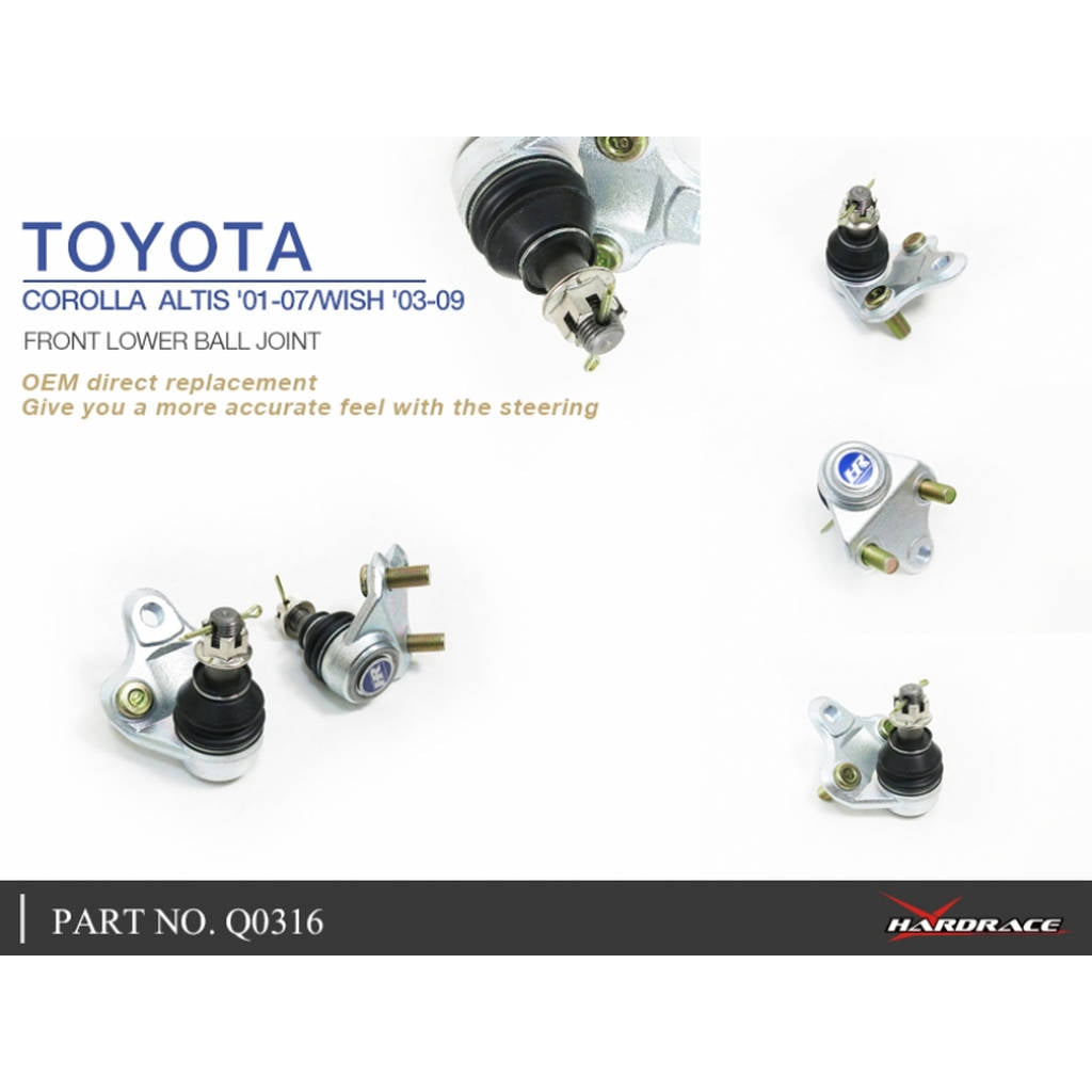 HARDRACE Q0316 Передній нижній кульовий шарнір 2 шт для TOYOTA COROLLA ALTIS 01-07 Photo-5