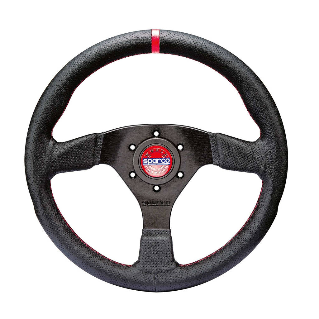 SPARCO 015R383PLUNNR Кермо R383 CHAMPION, шкіра, хват 37/29 мм, діаметр 330 мм, виліт 39 мм, чорний Photo-1