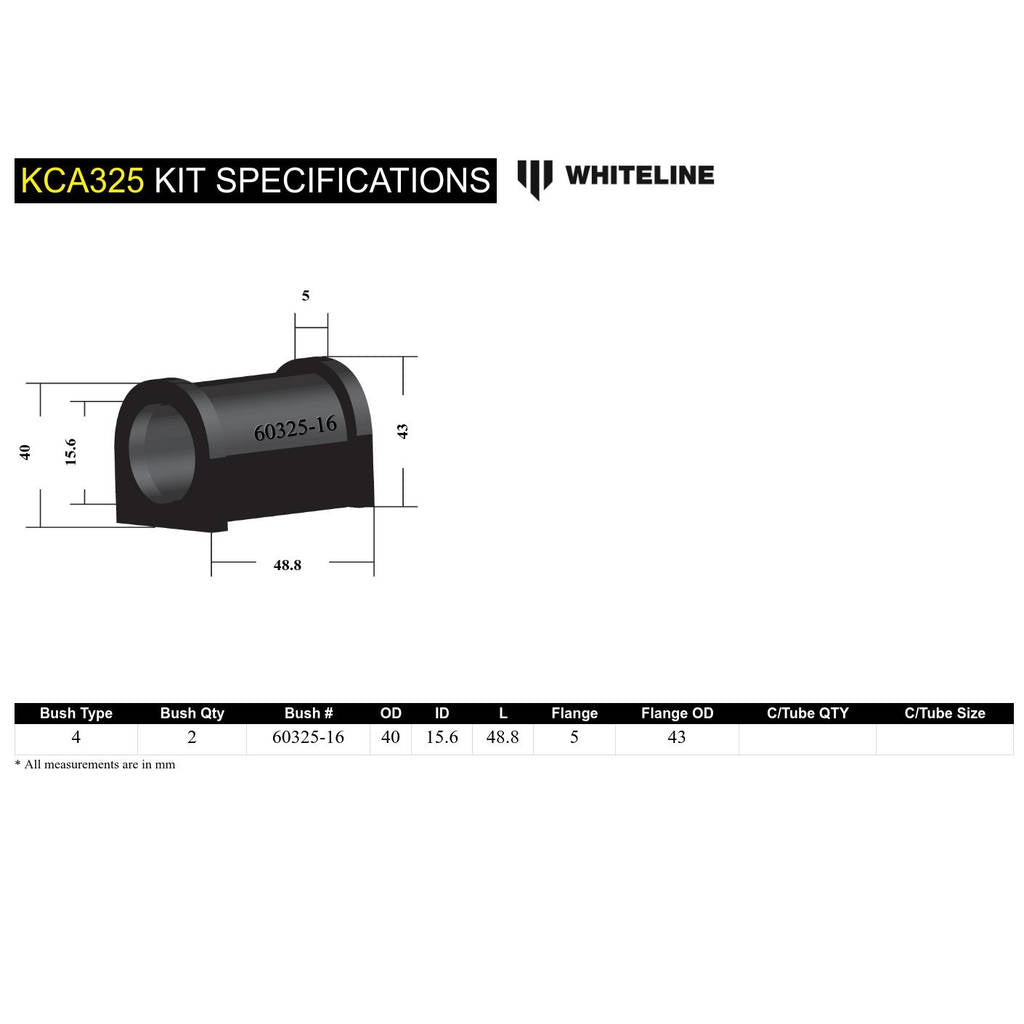 WHITELINE KCA325 Передні нижні внутрішні задні втулки зі зміщенням Caster/Anti Lift для Toyota Paseo EL44/Starlet EP Photo-4